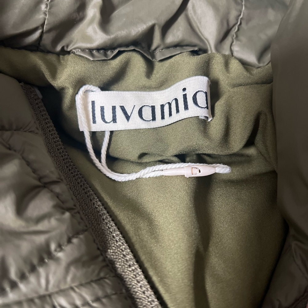 NWOT Luvamia XL Army Green Lightweight Hooded Puffer Jacket - Picture 8 of 10